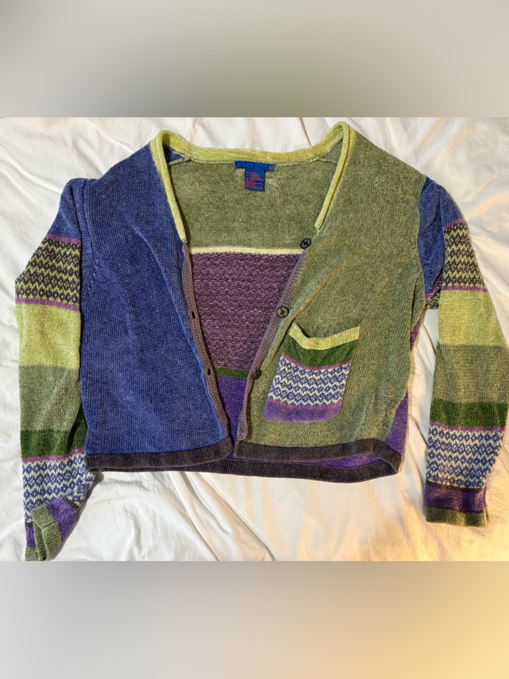 Vintage Color-block Knit Cardigan